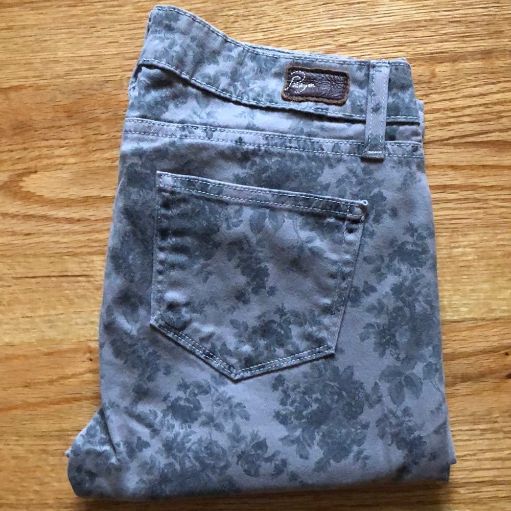 Paige grey floral straight leg jeggings